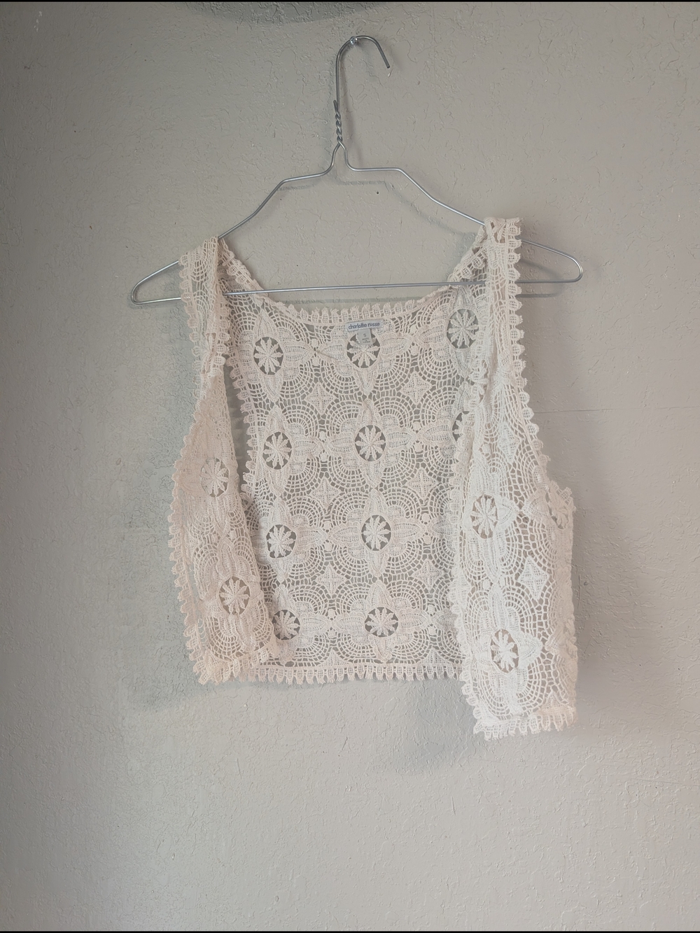Charlotte Russe Ivory Crochet Lace Crop Cami S Featival Dainty Fairy Cottagecore